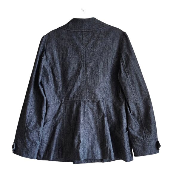 SANDRO Women Petite M PM Blazer Jacket Double Breasted Buttons Charcoal Denim 38 - Picture 7 of 7